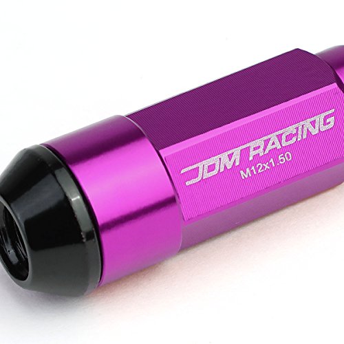 Auto Dynasty M12 x 1.5 Open/Closed End 20-Piece Aluminum Alloy Wheel Lug Nuts + Deep Drive Extension (Purple) - color: Purple