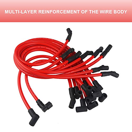 JDMON 10.5mm Spark Plug Wires Compatible with Ford F-150 Mustang 5.0L 5.8L - color: Red