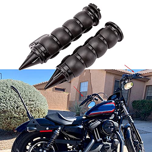 Pair of 1" Dual Black Motorcycle Bar End Hand Grips Handlebar Compatible with Cruisers Harley Yamaha Suzuki - color: Black#3