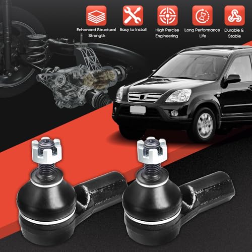 2pc ES3581 Front Outer Tie Rod End Compatible with 2001-2005 Honda Civic, 2002-2006 CR-V, 2001-2005 Acura EL - size: ES3581