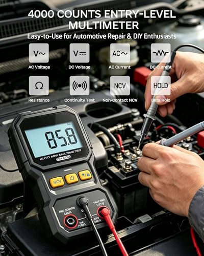 DM202 Mini Multimeter, 4000 Counts True RMS Auto-Ranging, NCV, Voltage/Current/Resistance/Continuity, Data Hold Backlight, Portable Pocket Meter for Auto Home Electrical Test - size: DM202