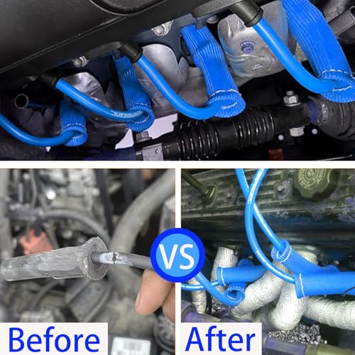 Spark Plug Wire Boots Heat Shield Sleeves 2500°F Protector for SBC BBC 350 454 Blue - color: Blue
