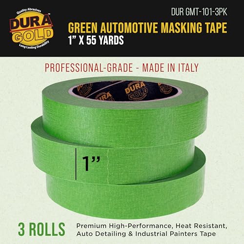 Dura-Gold Green Automotive Masking Tape 1" (24mm x 55 Yards), 3 Rolls - size: 1"