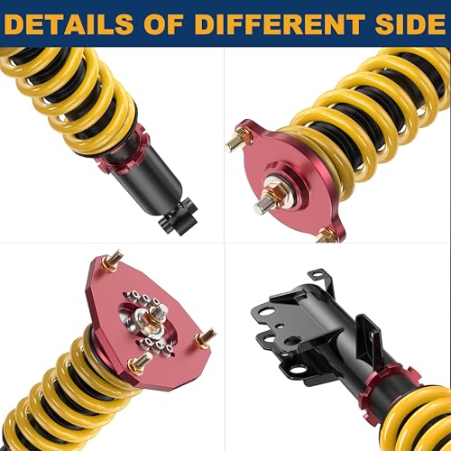 KUIPERAUTO Lowering Coilovers Struts Compatible for D53A/D52A Mitsubishi Eclipse 2000 2001 2002 2003 2004 2005 Front & Rear Shocks Adjustable Height Suspension Coil Spring Strut (Set of 4)(Yellow) - size: 2000-2005 Mitsubishi Eclipse