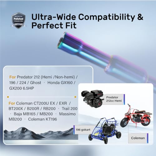 Colorful performance 212cc Mini Bike Exhaust Pipe With Female Thread - color: Colorful