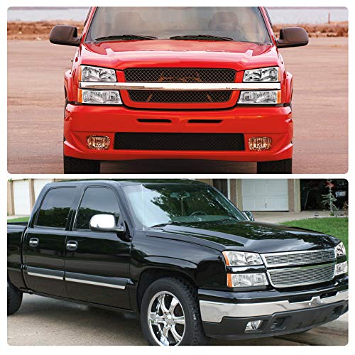 DWVO Headlights Assembly Compatible with 2003-2006 Chevy Silverado Chrome - color: A Chrome Housing Amber Reflector