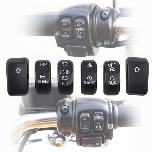 Hand Control Switch Housing Button Cover Cap Kit Fits for Harley Sportster XL 2014-later,Dyna 2012-later and Softail 2011-2015 Models,Black - color: Black
