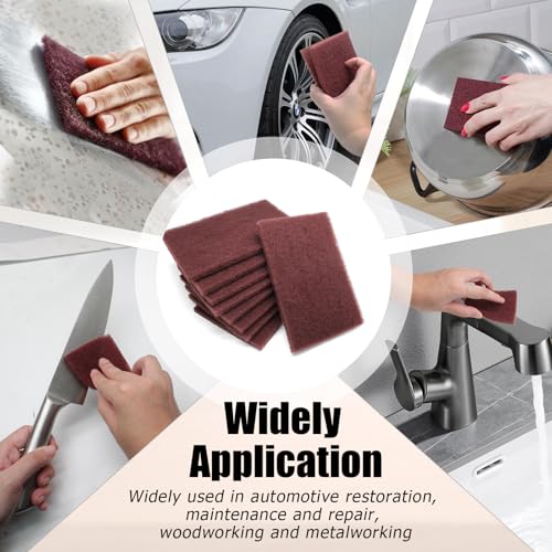 BokWin 6Pcs Red Scuff Pads Very Fine Grade Sanding Hand Pads
