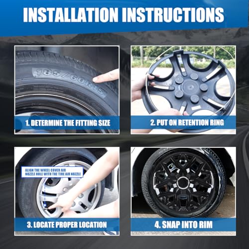 Winjet 15'' Universal Hubcaps Set of 4 PP Material Steel Wheel Rims Cover,Wheel Cover Replacement R15 Hub Caps,Auto Tire Replacement Exterior Cap Snap On Car Truck SUV(15 Inch,Black Lacquer) - color: Black Lacquer(5181-BL-15), size: 15 inch