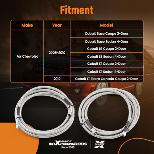 maXpeedingrods Fuel Line Repair Kit for Chevrolet Cobalt (LS/LT) 2005-2010, QFF0015SS Stainless Steel Braided Fuel Line Kit for Chevrolet Cobalt LT Team Canada Coupe 2-Door 2010 19-801 | 819-811 - size: 819-811