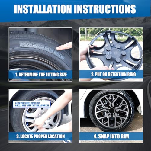 Winjet 15 Inch Universal Hubcaps Set of 4,Steel Wheel Rims Cover PP Material Universal Wheel Cover Replacement R15,Auto Tire Replacement Exterior Cap (15 Inch,Black Lacquer & Silver Lacquer) - color: Black Lacquer & Silver Lacquer(5181-DP-15), size: 15 in