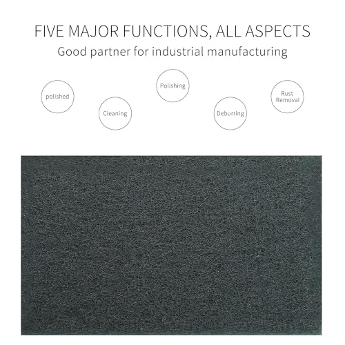 SooGree Carbon Black Scuff Pads - 6Pcs Scouring Pad 7447 - Very Fine Grade Hand Pads General Purpose Sanding Hand Pads 200 x 125mm/8" x 5" - color: 6 Carbon black