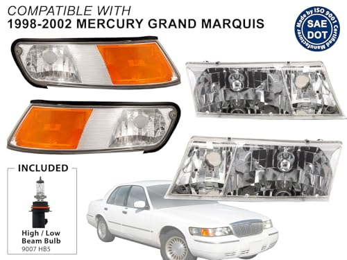 APA Replacement Combo Set of Headlight and Corner Lamp for 1998-2002 Grand Marquis - color: 1998-2002 Grand Marquis Combo