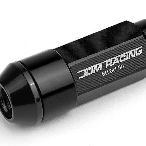 Auto Dynasty M12 x 1.5 Open/Closed End Design 20-Piece Aluminum Alloy Wheel Lug Nuts + 2 X Deep Drive Extension (Black) - color: Black
