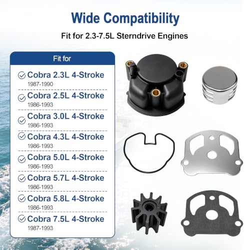 MARKGOO Water Pump Repair Kit 0984461 for OMC Cobra Stern Drive 2.3L-7.5L - color: 984461 fits V6 V8 2.3-7.5L