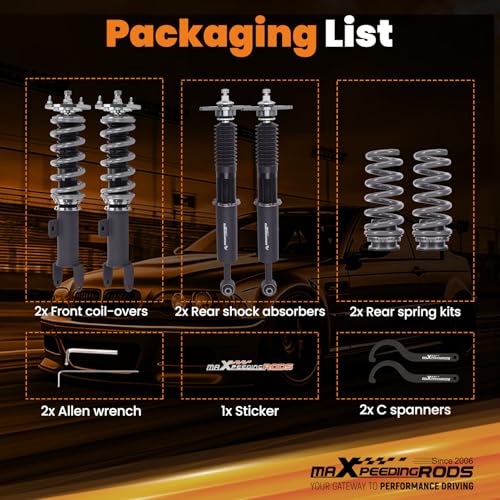 maXpeedingrods Coilover for Dodge Charger RWD 2011-2022, for Chrysler 300 RWD 2011-2023, 24 Levels Damper Adjustable Coilovers Suspension Kit, Height Adjustable Lowering Kit, T7 Upgrade Racing Struts