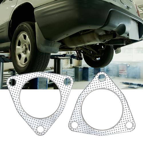 3 Inch Exhaust Gasket 3-Bolt Flange 76.5mm Graphite w/Fire Ring 2 Pcs - size: 3 in