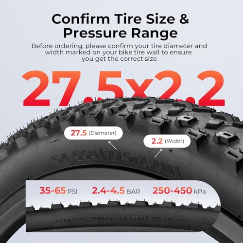 26/27.5x2.2 Mountain Bike Tires with Inner Tubes & Tire Levers (2 Sets) | Cross Country Bicycle Foldable Replacement Tires - High-Traction Off-Road Tires for Trail and XC Riding - size: 27.5x2.2