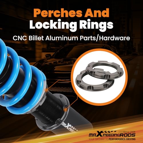 maXpeedingrods Coilover for Porsche Cayenne 2002-2010, 24 Levels Damper Adjustable Coilovers Suspension Kit Strut, Height Adjustable Shock Absorber Struts, T6 Upgraded Lowering Kits Blue