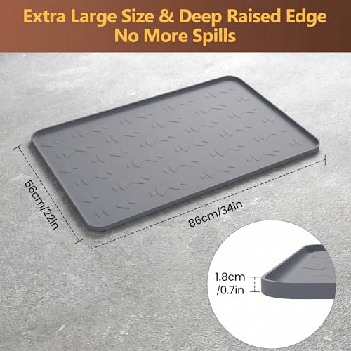 Oil Drip Pan 34" x 22" Gray Silicone, Oil Drip Pan for Under Car, Heavy Duty Oil Spill Mat with 0.7" Raised Edge, Leak Containment Drip Tray, Waterproof Garage Floor Protector - color: GRAY