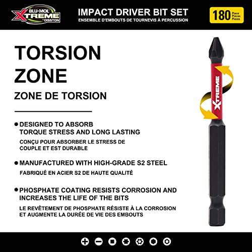 Disston BLU-MOL Xtreme 180 Piece Impact Driver/Screwdriver Bit Set E0100501 - style: Screw Driver Bit Set / 180 Piece Set