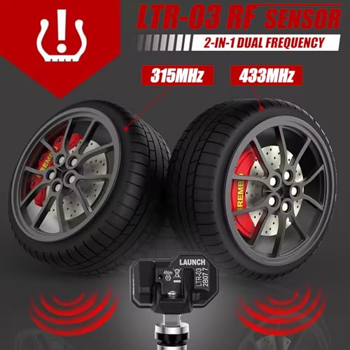LAUNCH LTR-03 TPMS Sensor 315MHz 433MHz Dual Frequency Screw-in Adjustable Angle Metal Valve Tire Pressure Monitor System Programmable Replace OE-Sensor