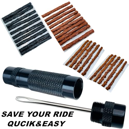Tubeless Bike Tire Repair Kits,Road Bicycle and Mountain Bike Tires Fix a Puncture or Flat, Includes Storage Canister Plugger Tool with Plugs, 30Pcs(2.0mm/3.5mm) Plug Strips