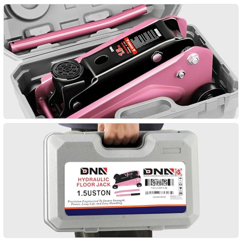DNA Motoring Low Profile Hydraulic Trolley Service/Floor Jack, 1.5 Ton (3000 lbs) Capacity, Lifting Range 5.5"-15.35", Pink, TOOLS-00675-PK - color: Pink, style: 1.5 ton