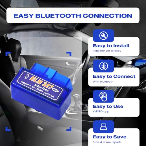 Dasaita OBD2 Car Automotive Diagnostic Scanner Save & Share Reports Torque app Plug into Car Directly Car Diagnostic Scanner Tool Accessory