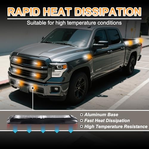 4PCS 12 LED Emergency Strobe Grille Lights For Trucks, 17 Modes - color: Amber&White