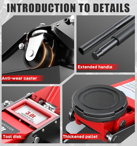 Low Profile Hydraulic Floor Jack 6600lbs Dual Piston Quick Lift for Auto