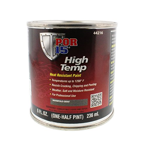 POR-15 High Temperature Paint, High Heat Resistant Paint, Weather and Moisture Resistant, 8 Fluid Ounces, Gray - color: Gray, size: 8 Fl Oz (Pack of 1)