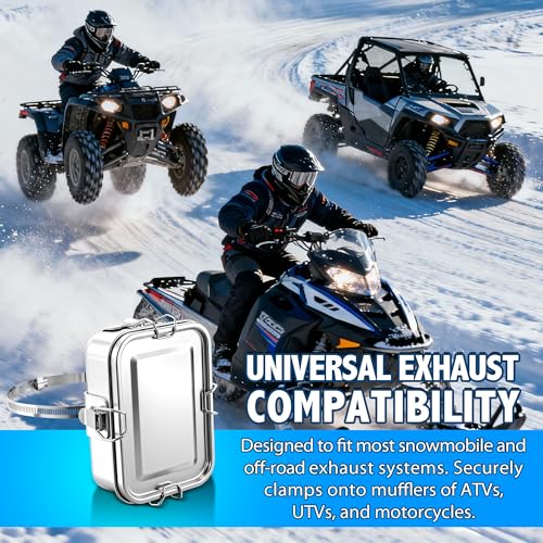 Hohean Exhaust Food Warmer Kit, Stainless Steel Lunch Box, Food-Grade Exhaust Cooker with High-Temp Oven Bags, ATV UTV Motorsports Camping Cold Weather Snowmobile Accessories(1 Pack)