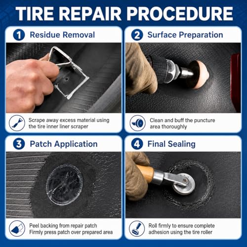 Air Tire Repair Polish Patch Kit with 2500RPM Air Tire Buffer