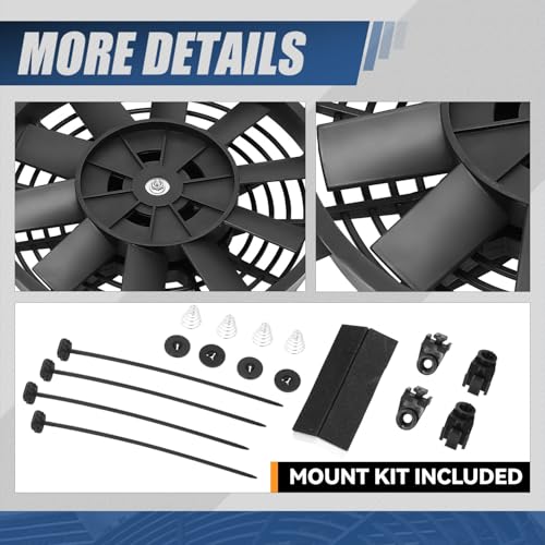 Auto Dynasty 7 inch Universal 12V Electric Radiator Cooling Fan Kit, Black - color: Black, size: 7 Inch Diameter