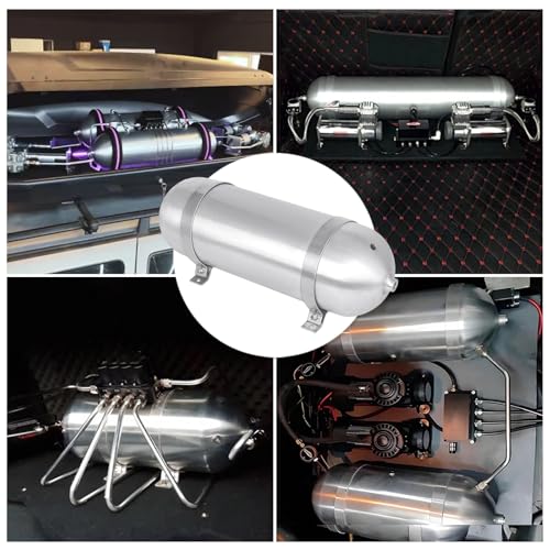 3 Gallon 5 Ports (1/4 NPT) Seamless Aluminum Air Tank for Air Ride Suspension Car Train Truck Horn Silver - color: Silver, size: 3-Gallon