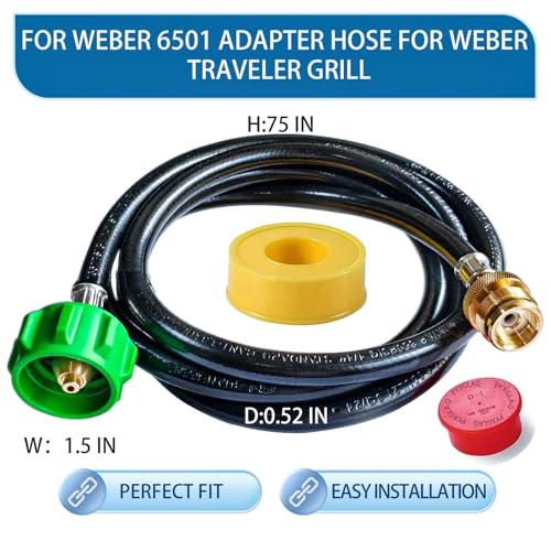 6 Feet for Weber Adapter Hose for Weber Travelev Grill, for Weber Traveler Grill Accessories for Weber Q 1000 for Weber Q Series, and for Weber Traveler Gas Go-Anywhere Grills Propane Adapter. - size: 6FT for Weber Traveler/Weber Q Grill