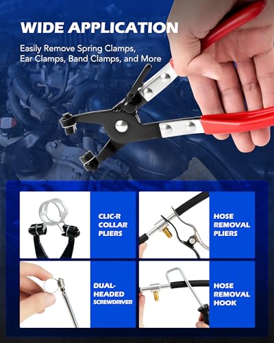 OMT Hose Clamp Pliers, Long Reach Wire Spring Remover For Radiator & Heater - color: Red