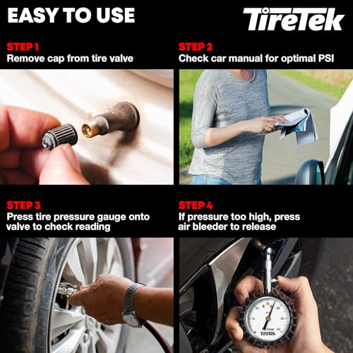 Tire Pressure Gauge for Cars, ANSI Certified 60 PSI Analog Dial Gauge