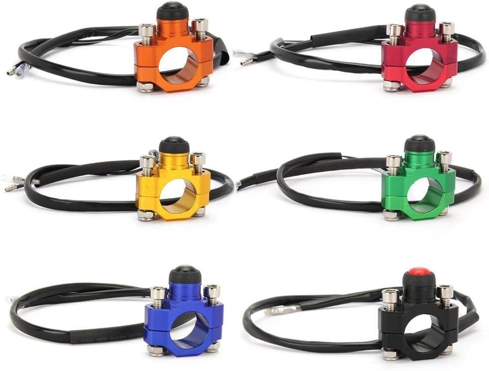 JFG RACING Dirt Bike Universal Engine Stop Start Kill Switch with Backplate - color: Green, size: Medium