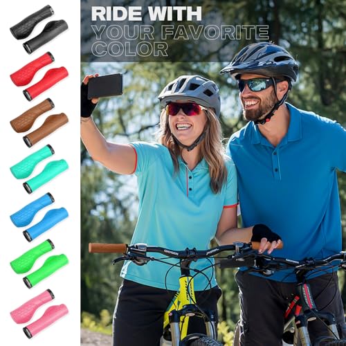 GXCROR Bike Grips,Ergonomic Bicycle Handlebars Grips Shock Absorbing Dual-Density Silicone,Universal 22.2mm Fit with 3D Non-Slip Pattern,Scooter Grips - color: Brown