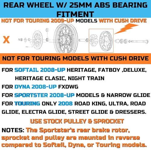 FatFlex 16" Rear Wheel Chrome Fat Spokes 3.5" Rim - color: 16" x 3.5" Chrome+Chrome+Chrome(NON-ABS)