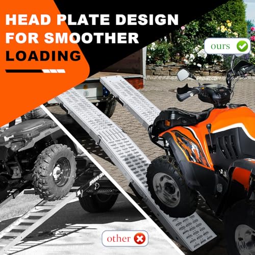 72.5" Heavy Duty Folding Loading Ramps, 1500lb Capacity, Ideal for Motorcycles, Lawn Mowers, ATVs, UTVs, and More – Pack of 2 with Safety Straps and Gloves