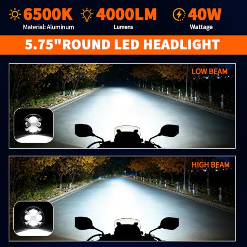 5-3/4" Motorcycle Headlight with X-style DRL for Dyna Sportster Softail - color: White X-Style DRL