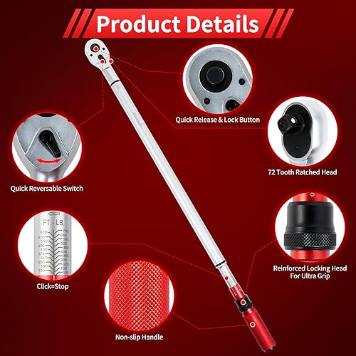 Hairich 3/4-Inch Drive Click Torque Wrench, 48 tooth 100-700ft.lb/136-949Nm - size: 3/4" 100-700 FT.LB