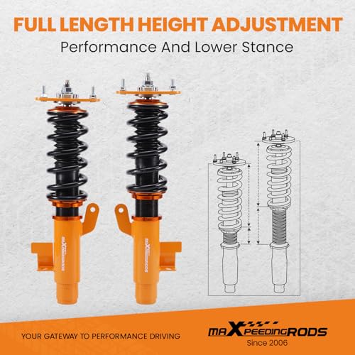 maXpeedingrods Coilovers for Mazda5 2006-2010, for Mazda 3 2004-2013, 24 Levels Damper Adjustable Coilovers Suspension Kit, Spring Shock Absorber Struts, Height Adjustable Lowering Kit, Gold