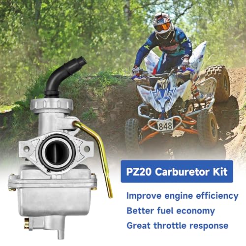 FVRITO PZ20 Carburetor Thumb Throttle Kit Compatible with Tao tao Coolster 125cc 110cc Chinese ATV Quad 4 Wheeler 50cc 70cc 90cc 4 Stroke Engine Kazuma Baja SunL Roketa Vitacci Loncin Lifan Parts - color: Black