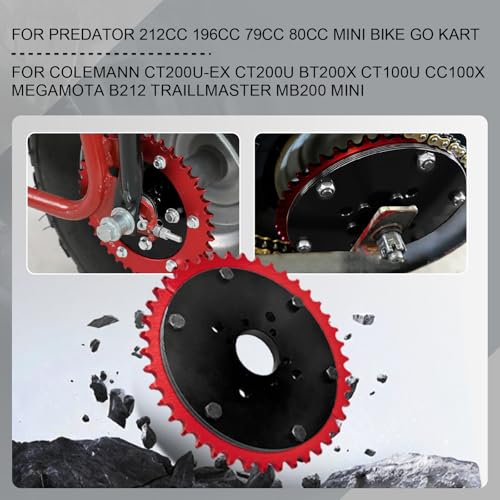 Universal 35 Chain 64T Split Sprocket with Adapter for Predator 212cc 196cc 79cc Go Kart Mini Bike CT200U-EX CT200U BT200X CT100U MB200 MBX11 Motorcycle Black - size: 64 tooth, style: Black