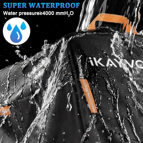 Motorcycle Cover 420D Heavy Duty | All Season Waterproof Outdoor Weather Sun Rain Protection Powersports Vehicle Cover | with 4 Reflective Tape, Lock-Holes, Storage Bag fits up to 96.5" - size: 96.5"