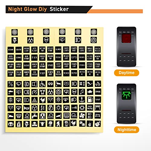 Nilight 4 Gang Rocker Switch Panel SPST On Off 5PIN Electrical Toggle Red - color: Red, size: 4 Gang